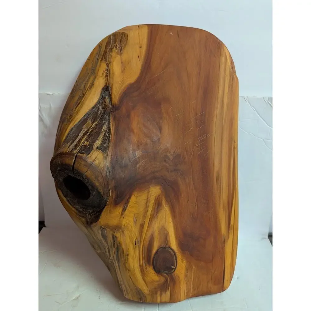 Handmade two tone wood Charcuterie Cheese Serving Board Vase Candle Hold 17